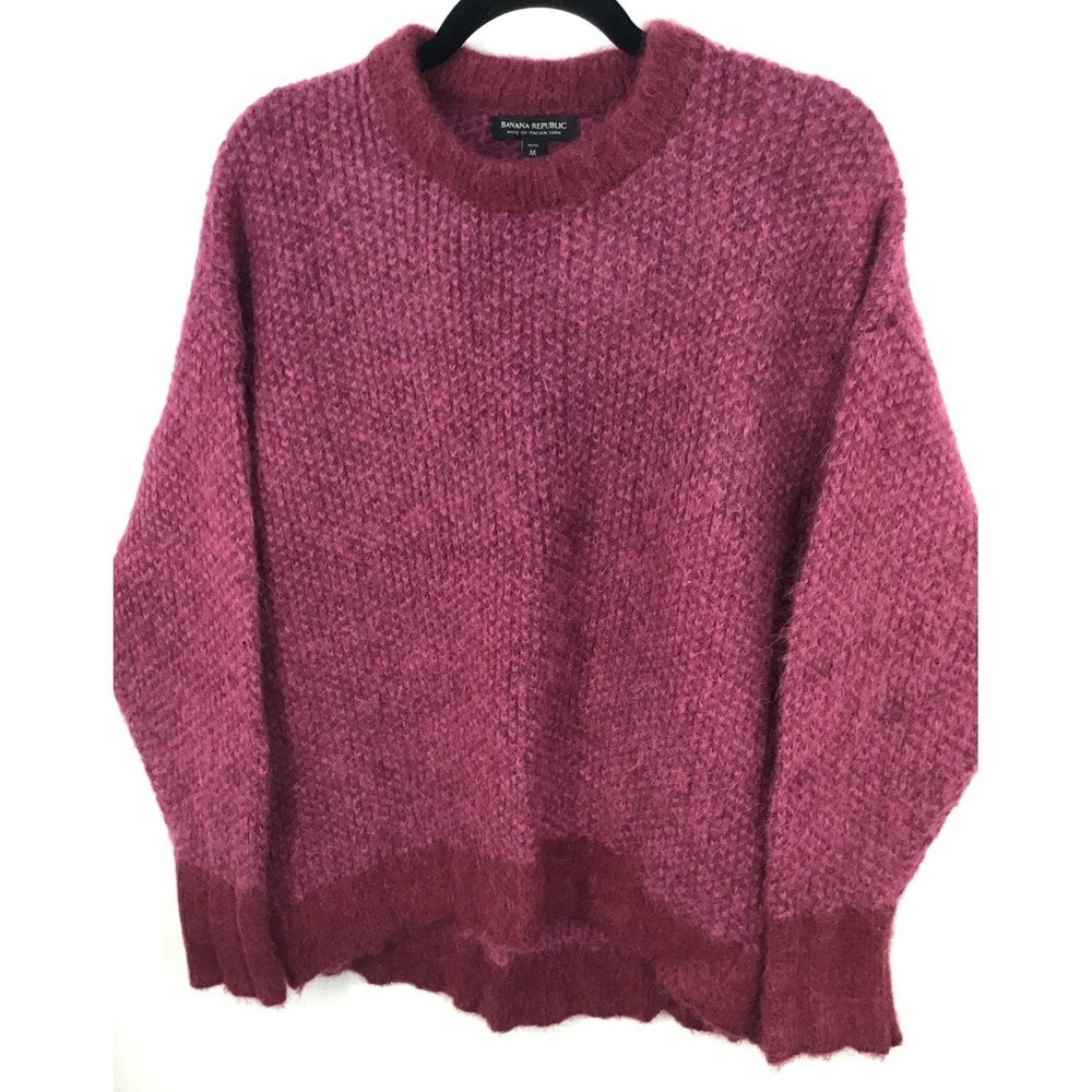 Banana Republic Fluffy Alpaca Blend Sweater Pullover Mauve/Berry Pink Petite M